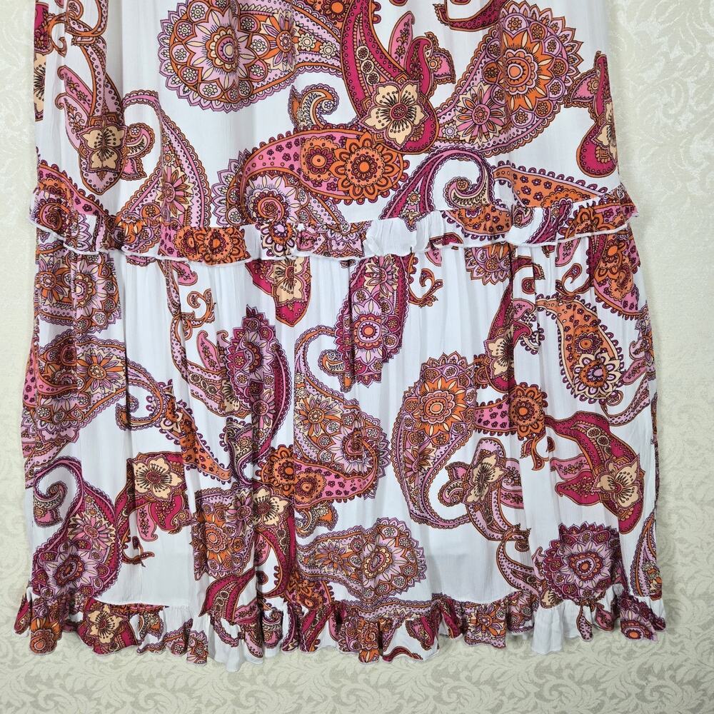 Express Paisley Halter Maxi Dress sz S White Pink Multicolor Tiered Boho NEW - Picture 6 of 16